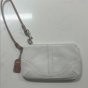 White Leather Coach Wristlet